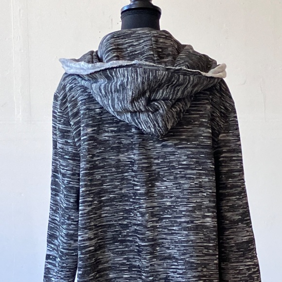 Gray long sleeve medium long hooded open front cardigan - Picture 5 of 10